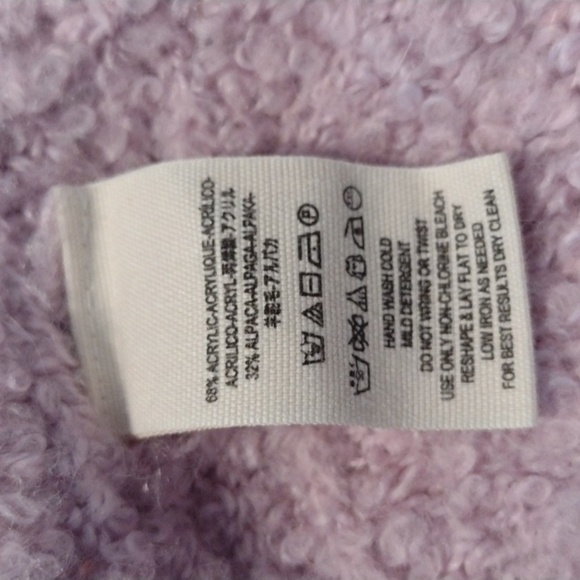 Free People Lofty V Neck Lilac Boucle Alpaca Knit Oversized Sweater Size S - Picture 8 of 8